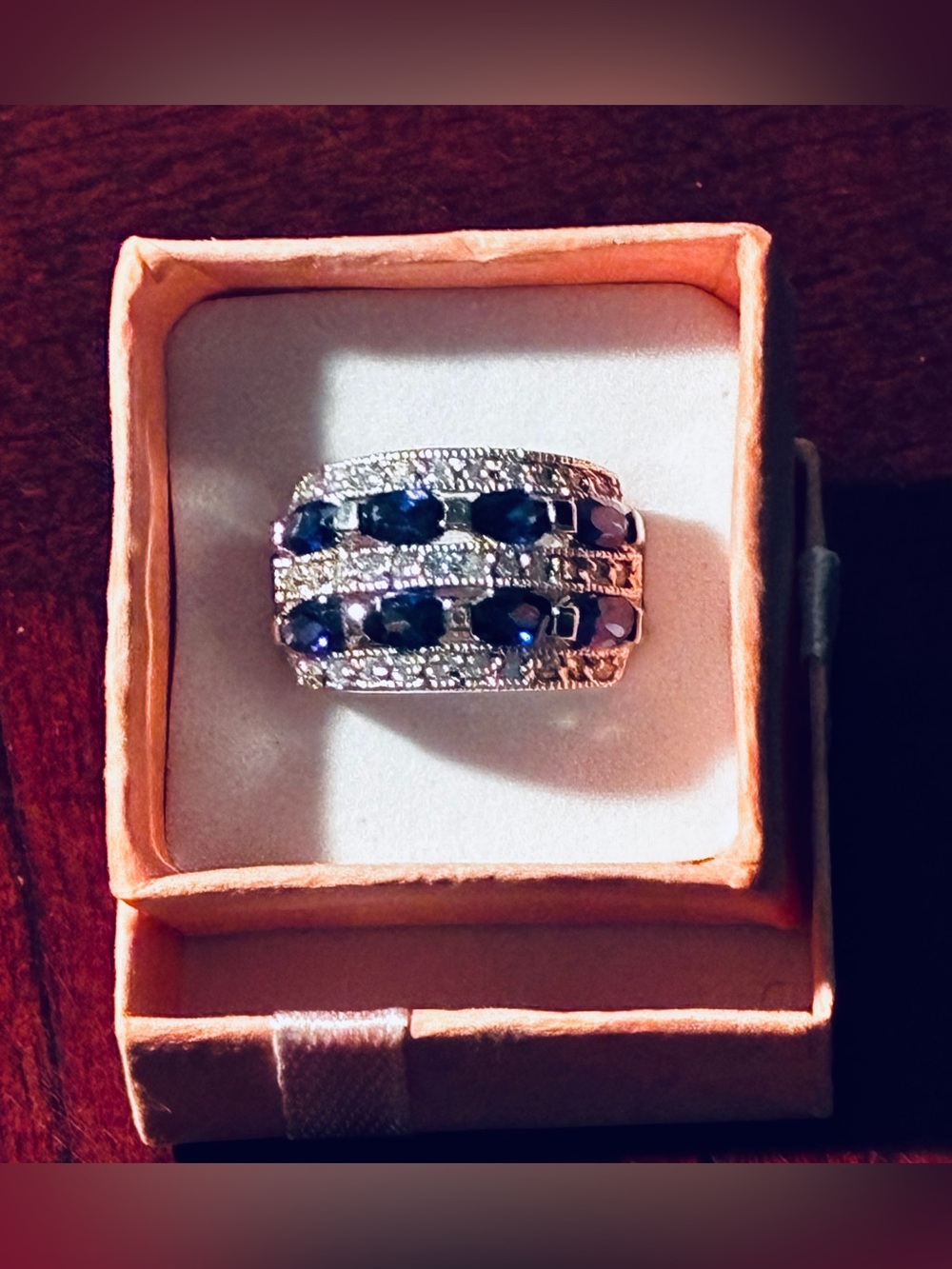 Premier Designs Ring with Crystals and below Blue Gemstones